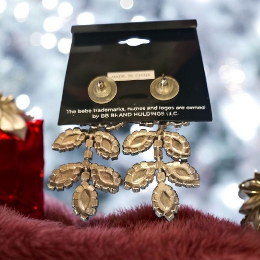 Bebe Silver Crystal Dangel Statement Earrings For… - image 4